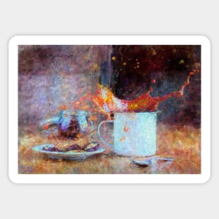 Coffee Splash Impressionist Painting Sticker